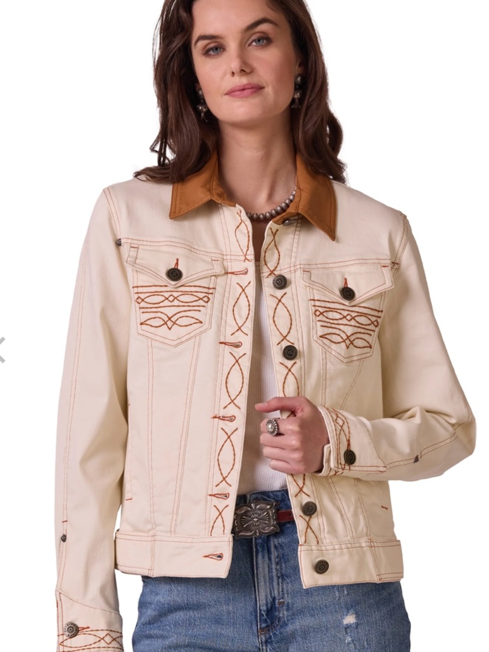 Double D Ranch Lead Steer jacket leather collar Embroidered longhorn Rtl 595 NWT - Picture 2 of 16
